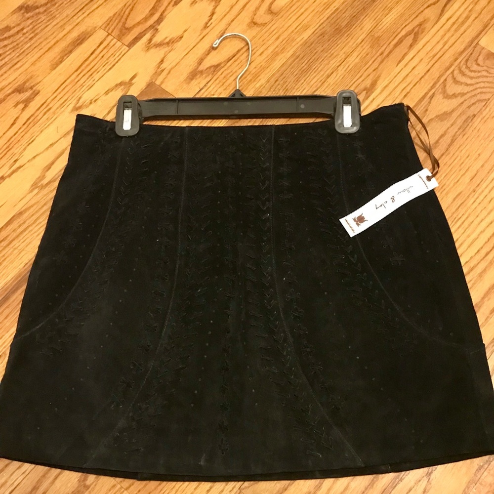 BRAND NEW Black Suede mini skirt, small - $30